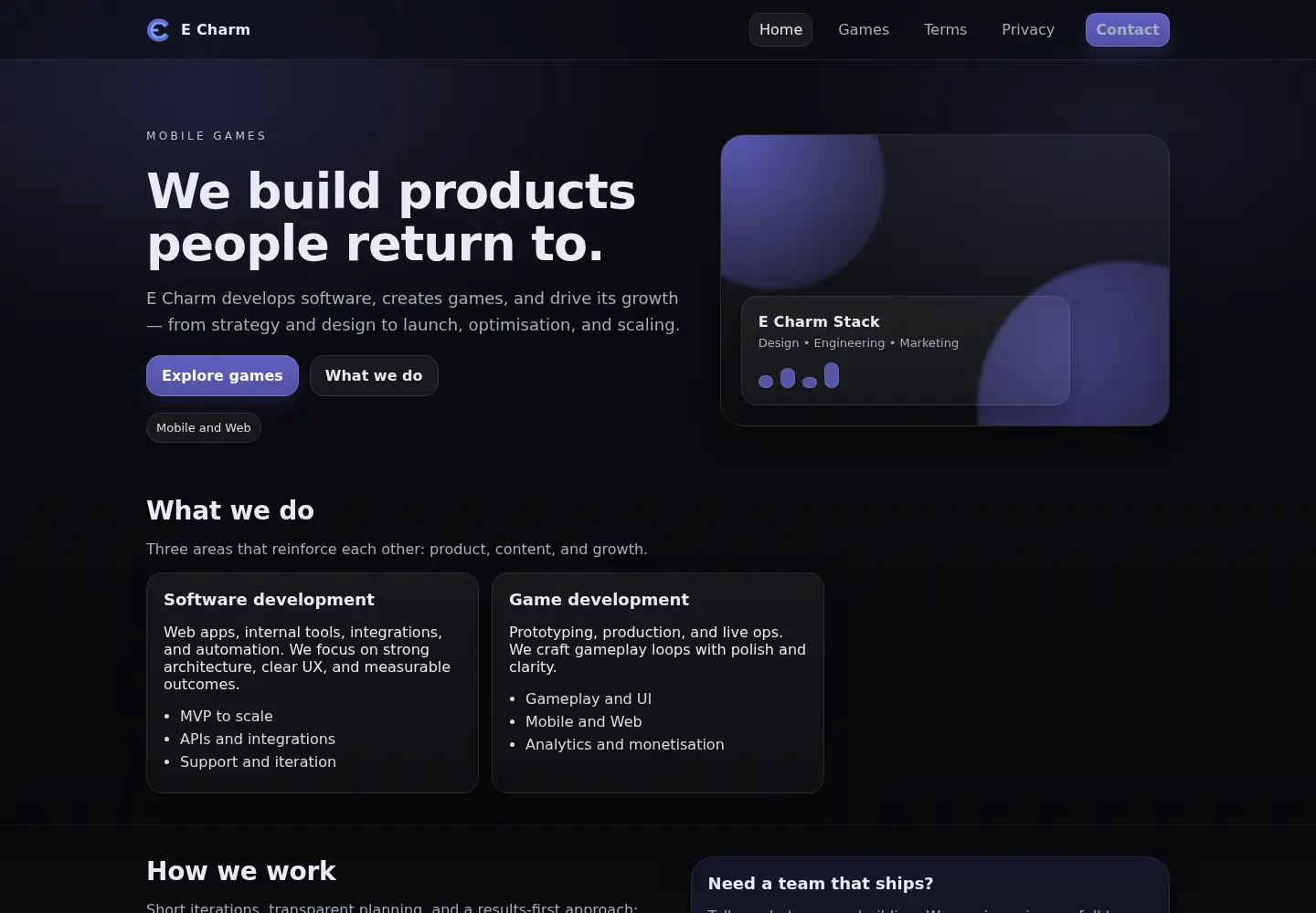 Captured homepage of echarm.co in the current scan