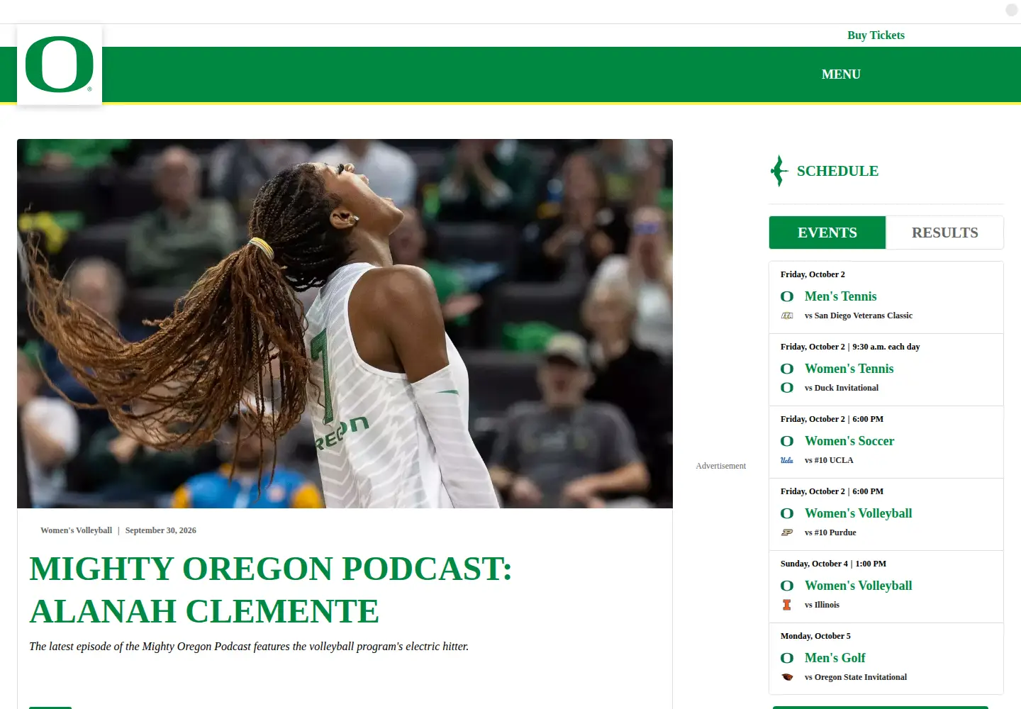 Screenshot of goducks.com