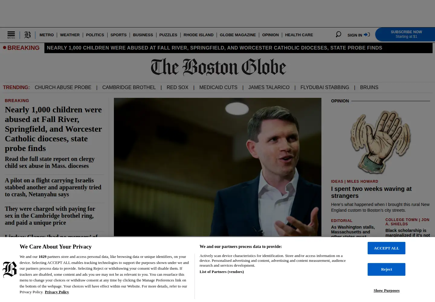 Screenshot of bostonglobe.com