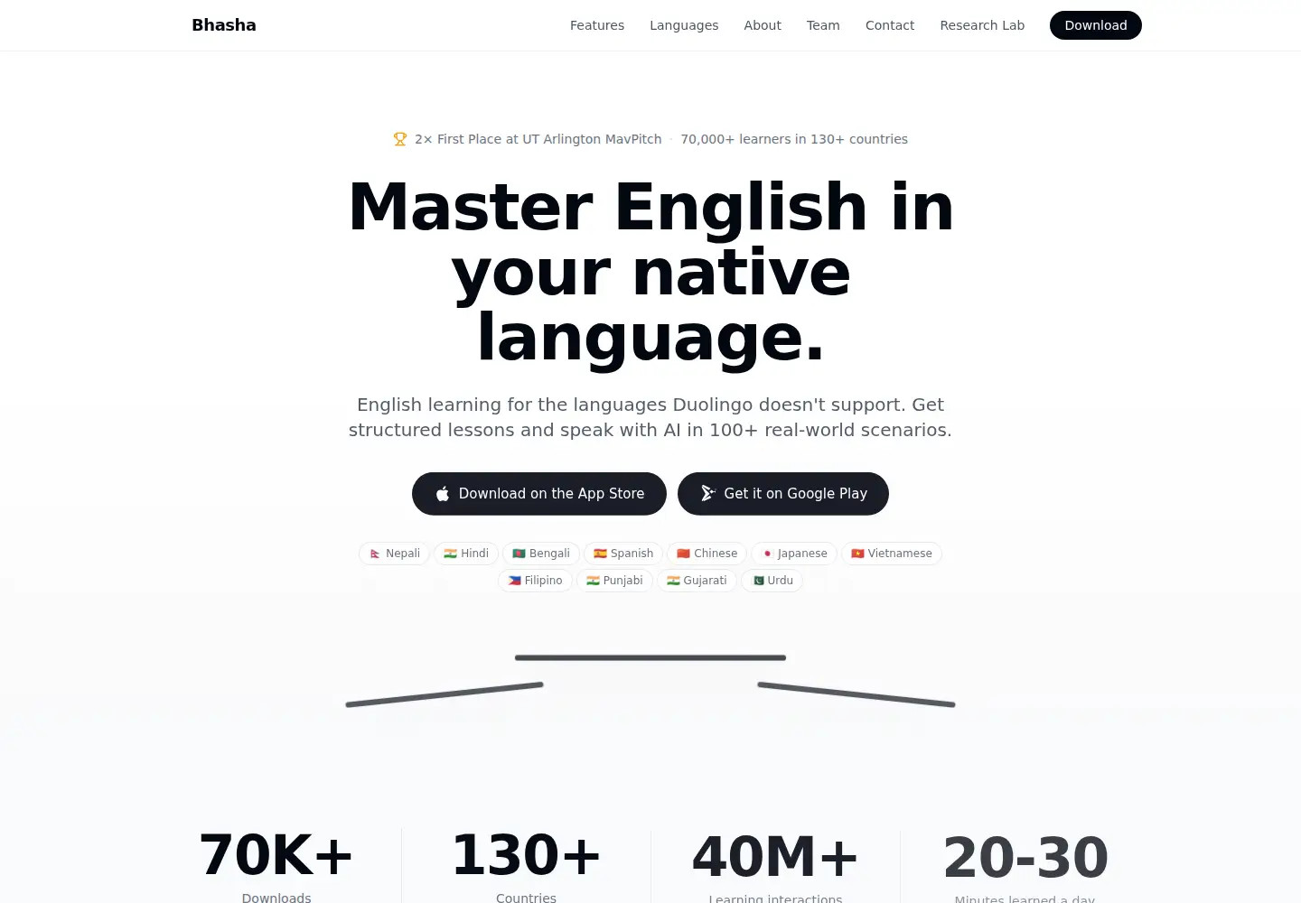 Captured homepage of bhashaapp.com in the current scan