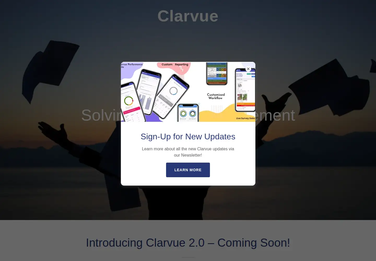 Captured homepage of clarvue.com in the current scan