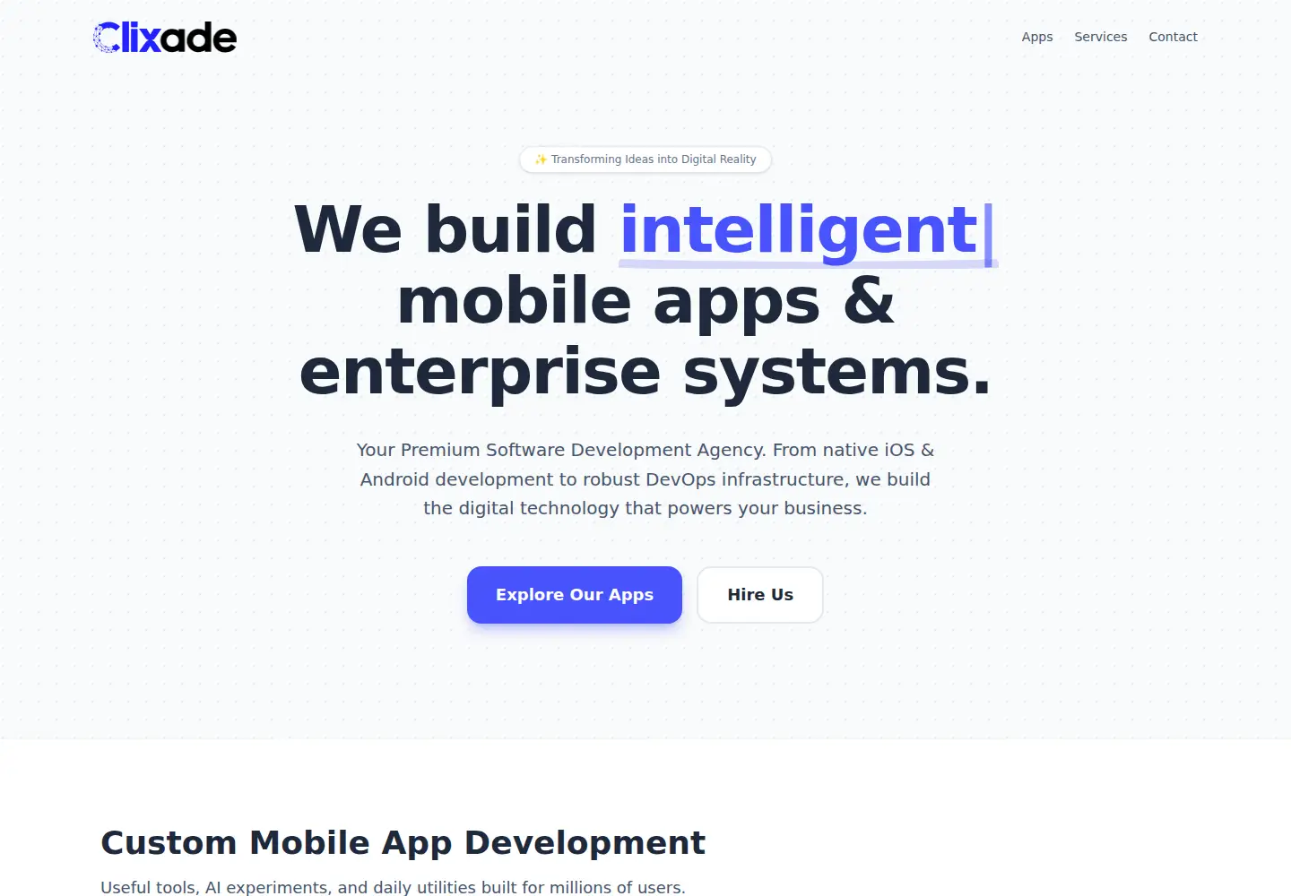 Captured homepage of clixade.com in the current scan