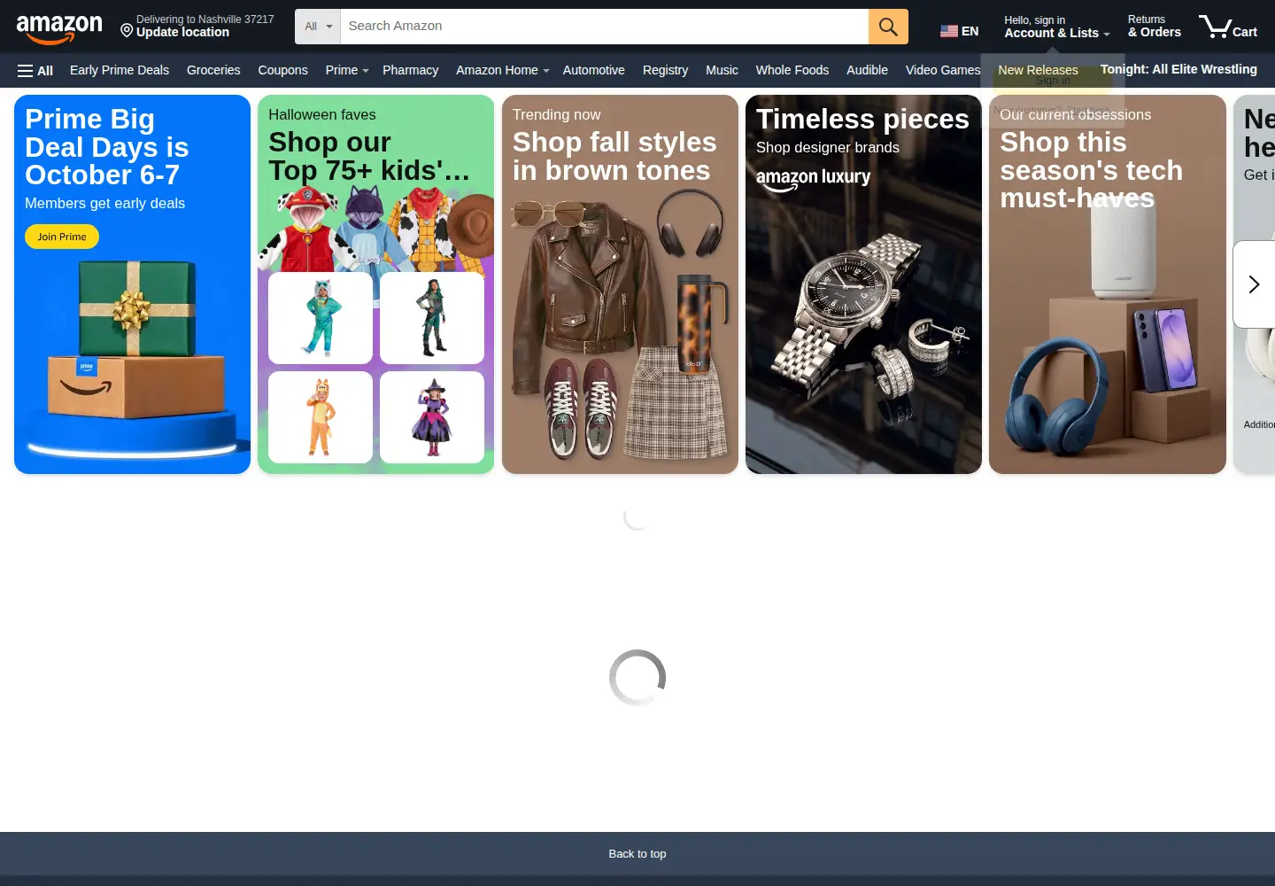 Screenshot of amazon.com