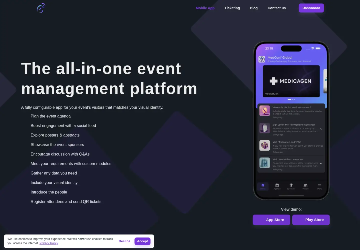 Captured homepage of confi-events.com in the current scan