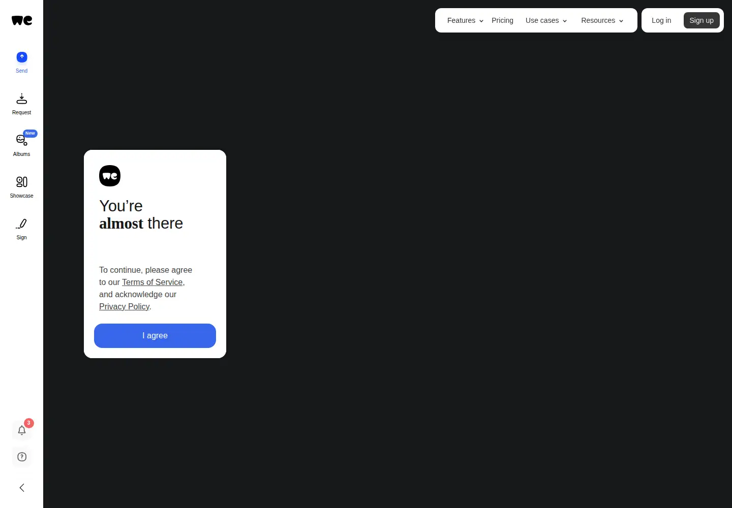 Screenshot of wetransfer.com