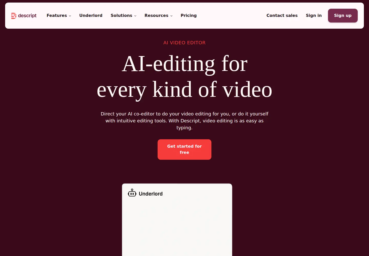 Screenshot of descript.com