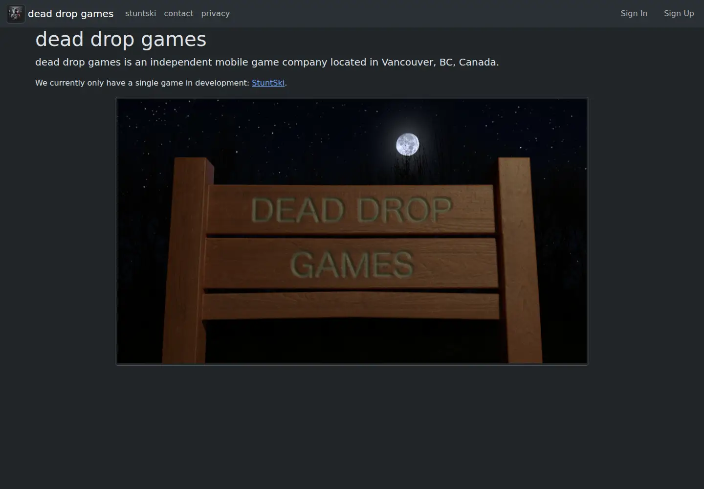 Captured homepage of deaddropgames.com in the current scan