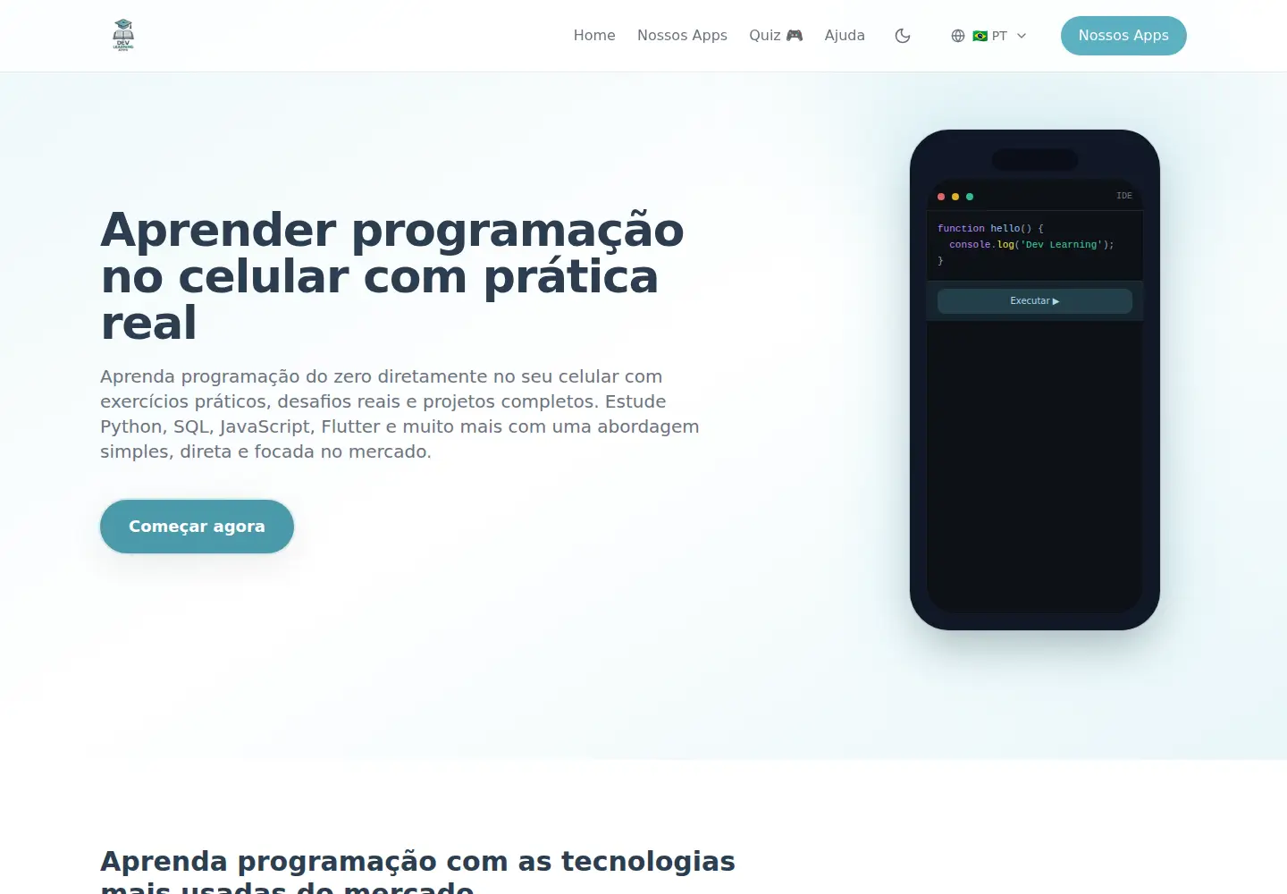 Screenshot of devlearningapps.com