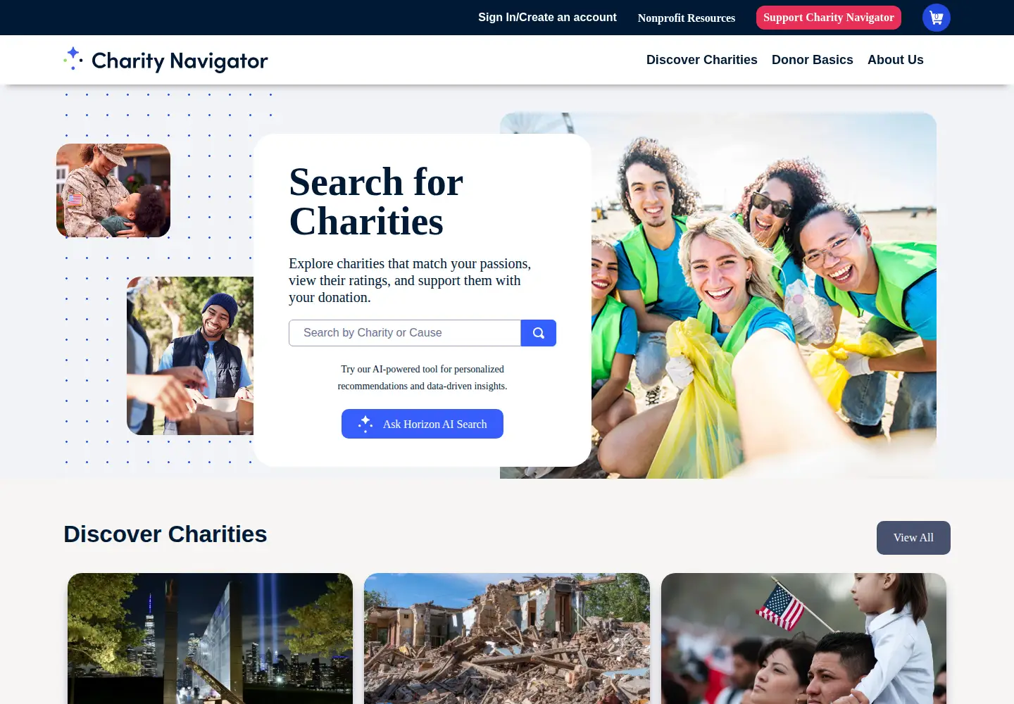 Screenshot of charitynavigator.org