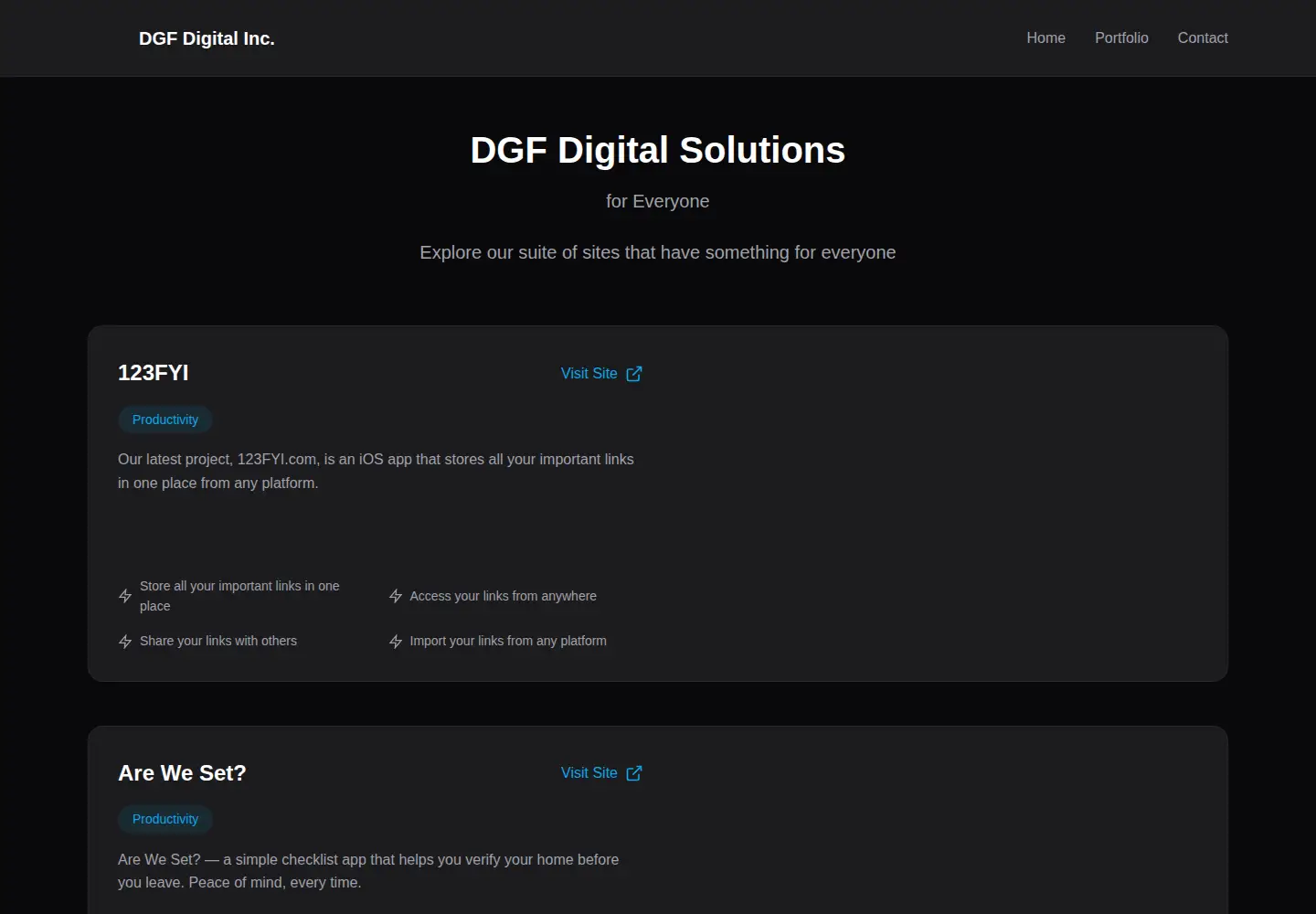 Captured homepage of dgfdigital.com in the current scan