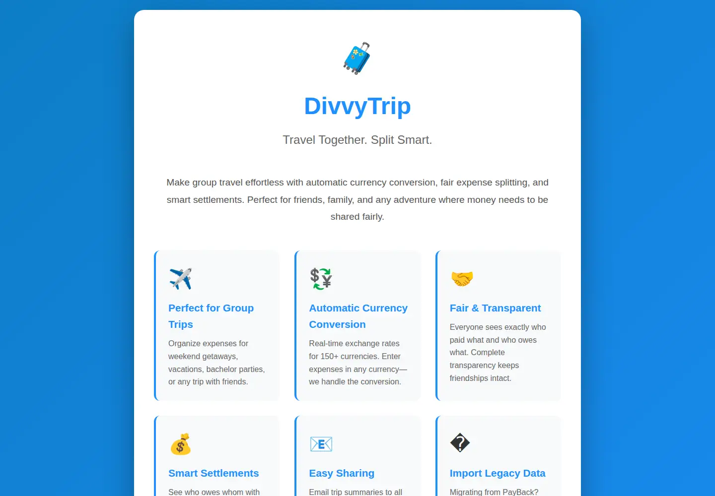 Captured homepage of divvytrip.com in the current scan