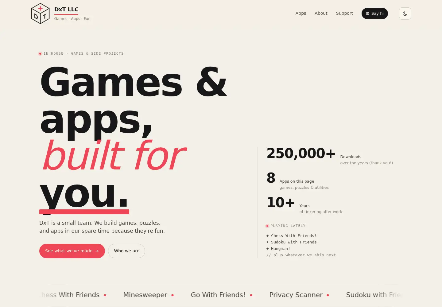Screenshot of dxtapps.com