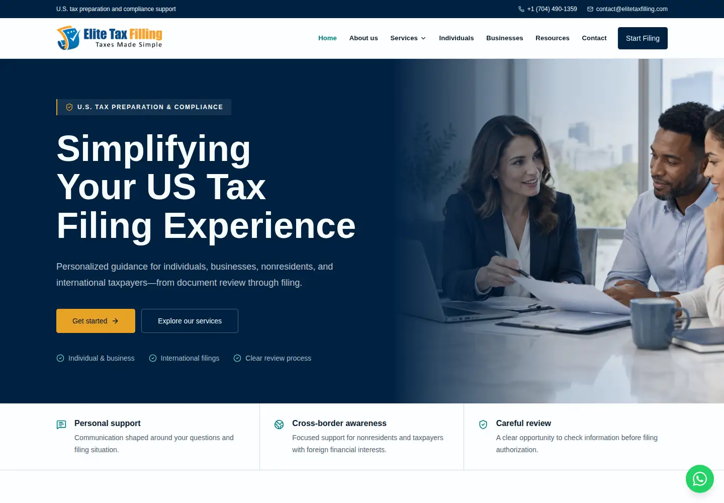 Screenshot of elitetaxfilling.com