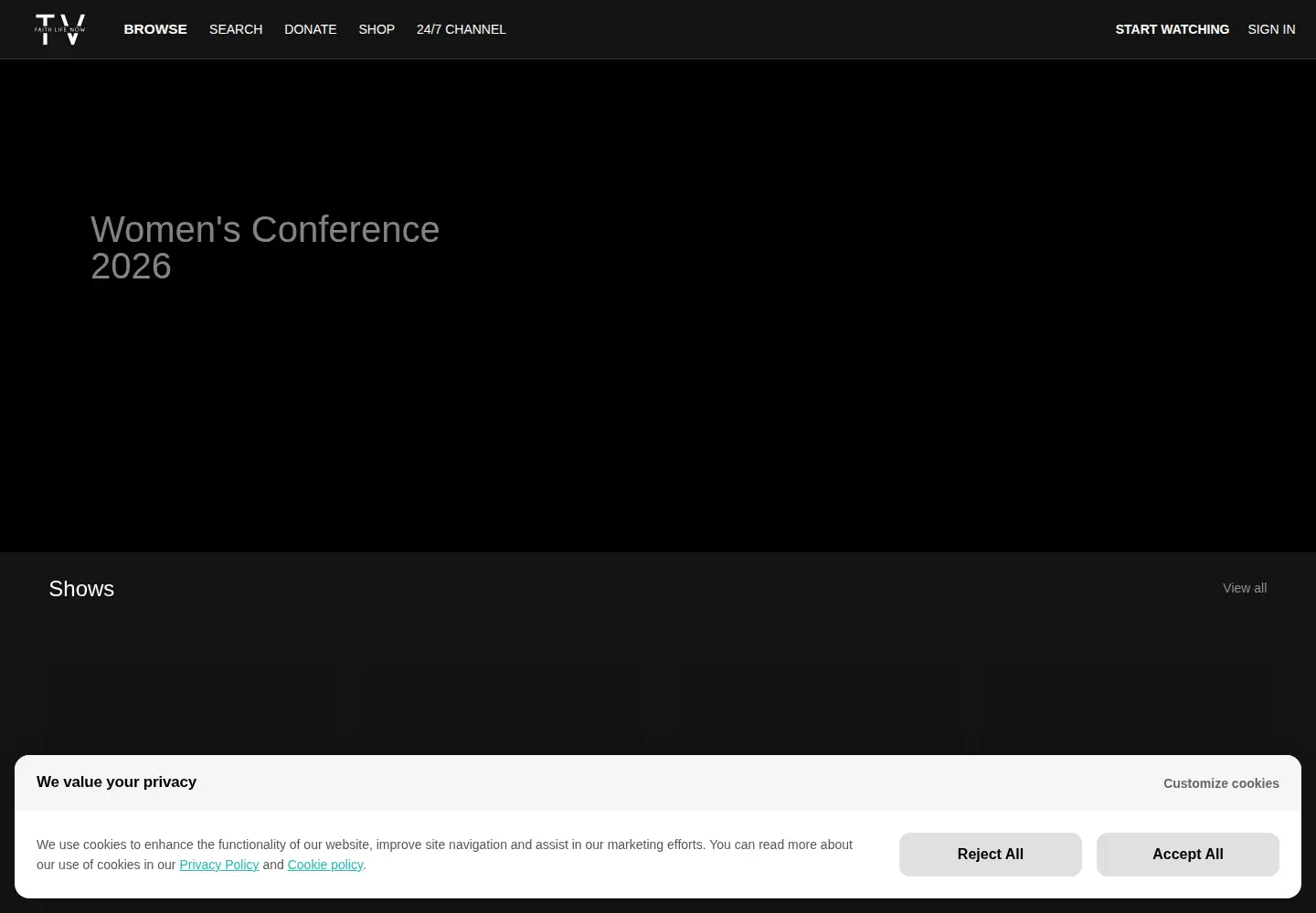 Screenshot of faithlifenowtv.com