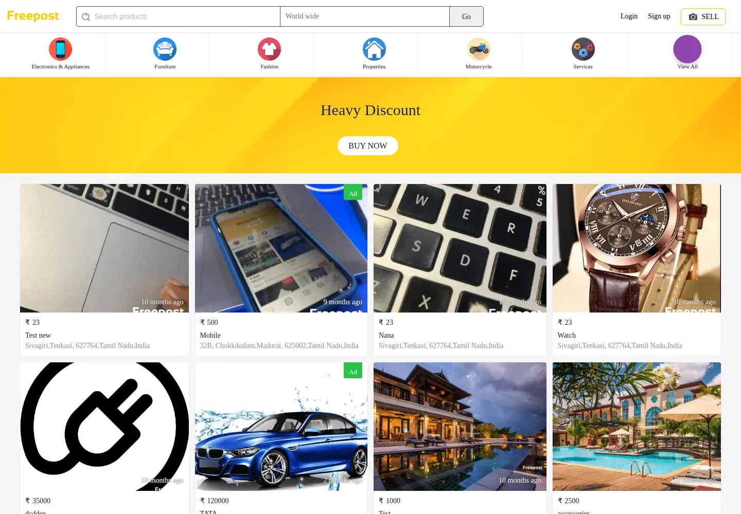 Captured homepage of freepostonline.com in the current scan
