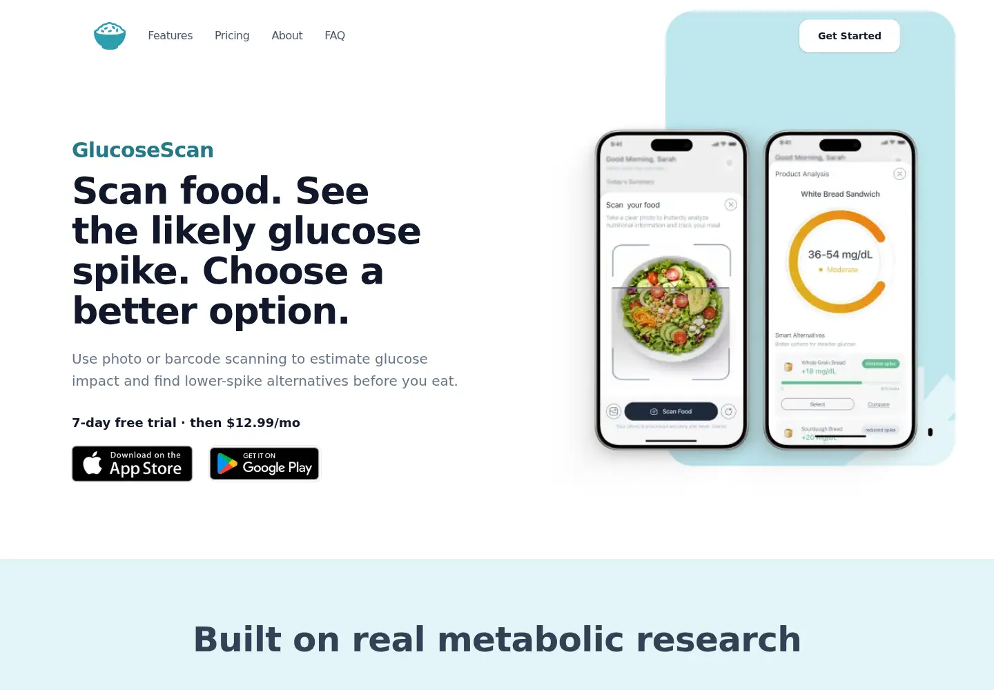 Screenshot of glucosescan.com