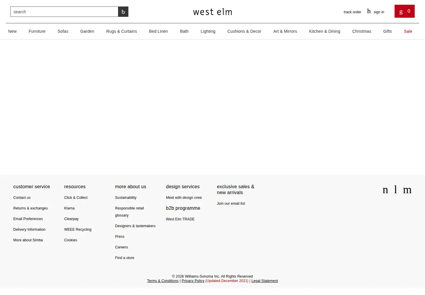 Screenshot of westelm.com