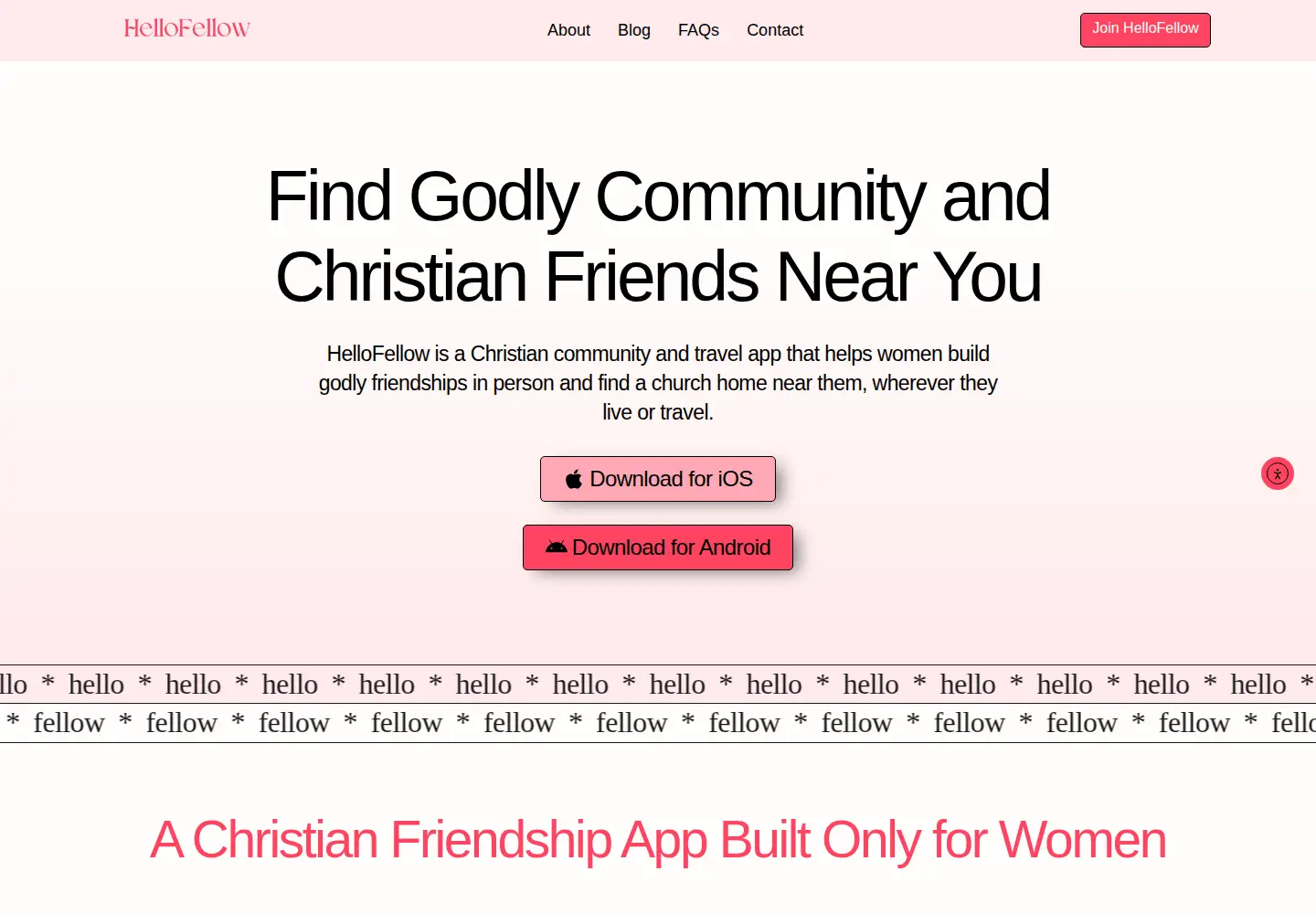 Screenshot of hellofellowapp.com