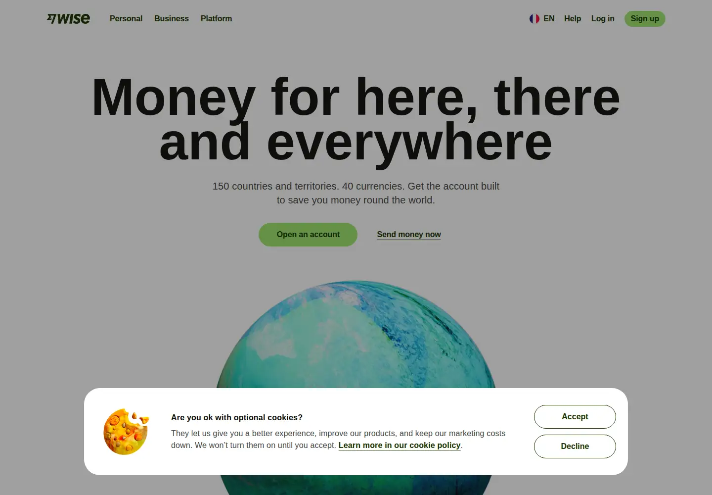 Screenshot of wise.com