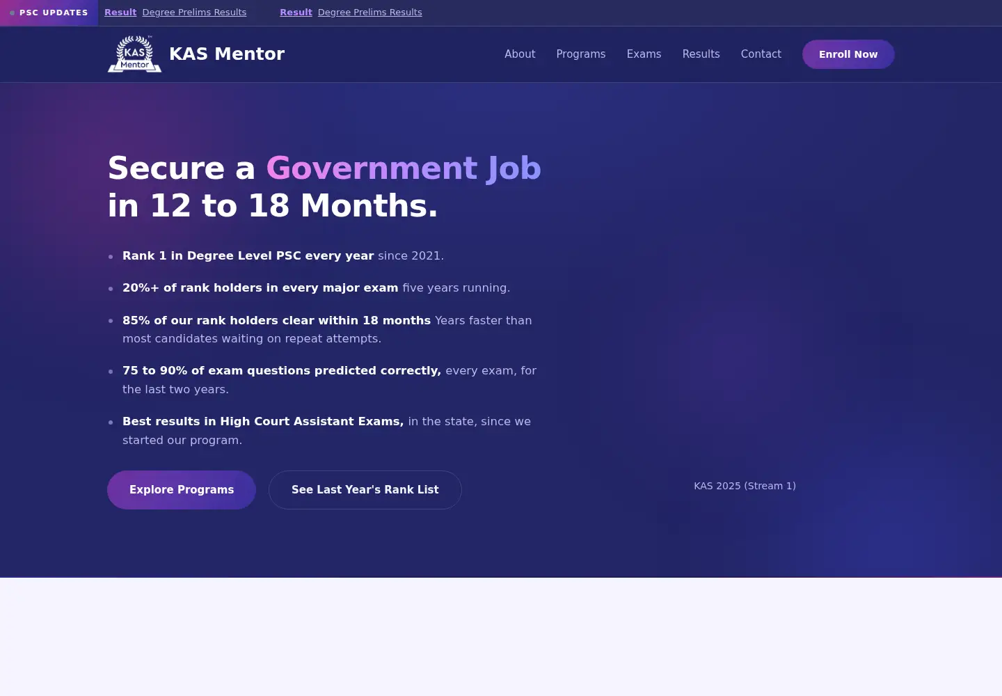 Captured homepage of kasmentor.com in the current scan