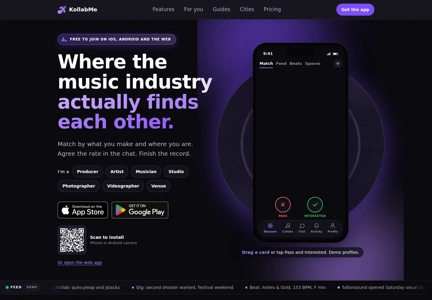 Screenshot of kollabme.com