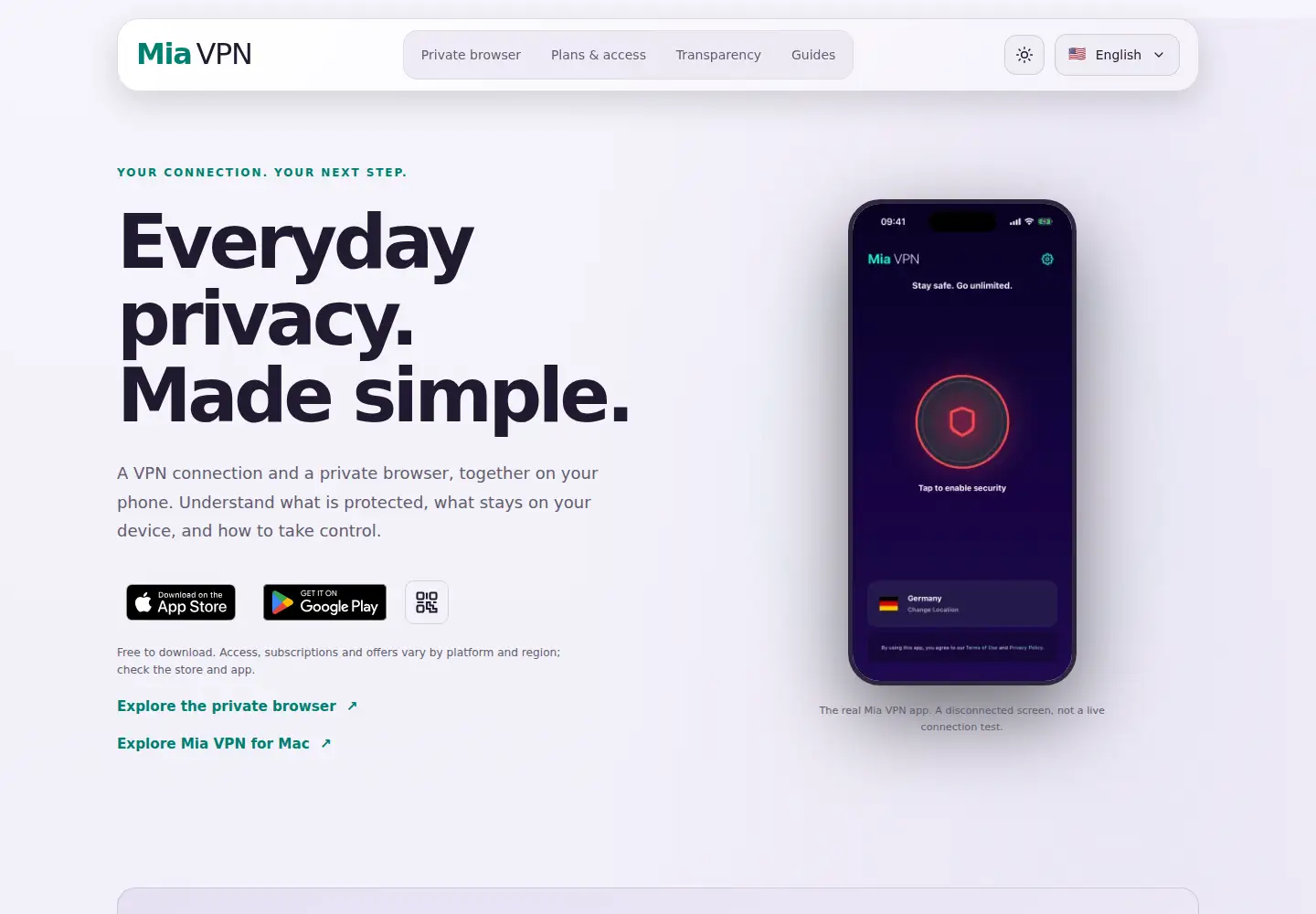 Captured homepage of miavpn.com in the current scan