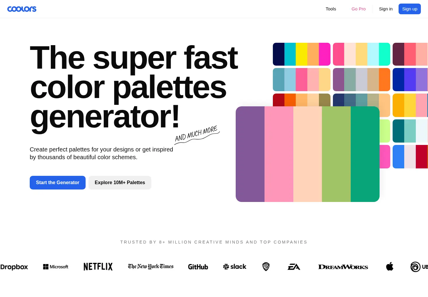Screenshot of coolors.co