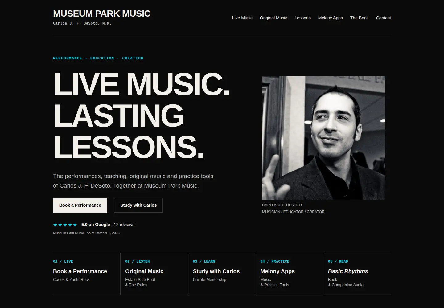 Captured homepage of museumparkmusic.com in the current scan