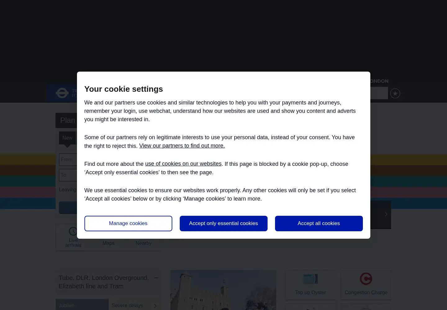 Screenshot of tfl.gov.uk