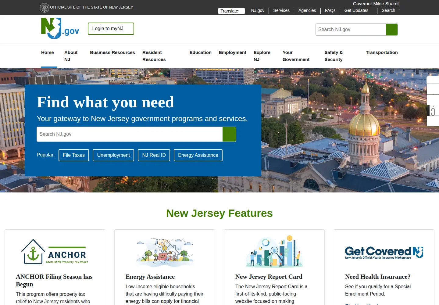 Screenshot of nj.gov