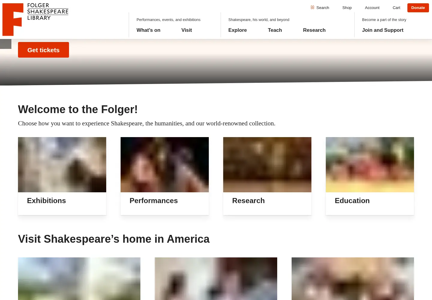 Screenshot of folger.edu