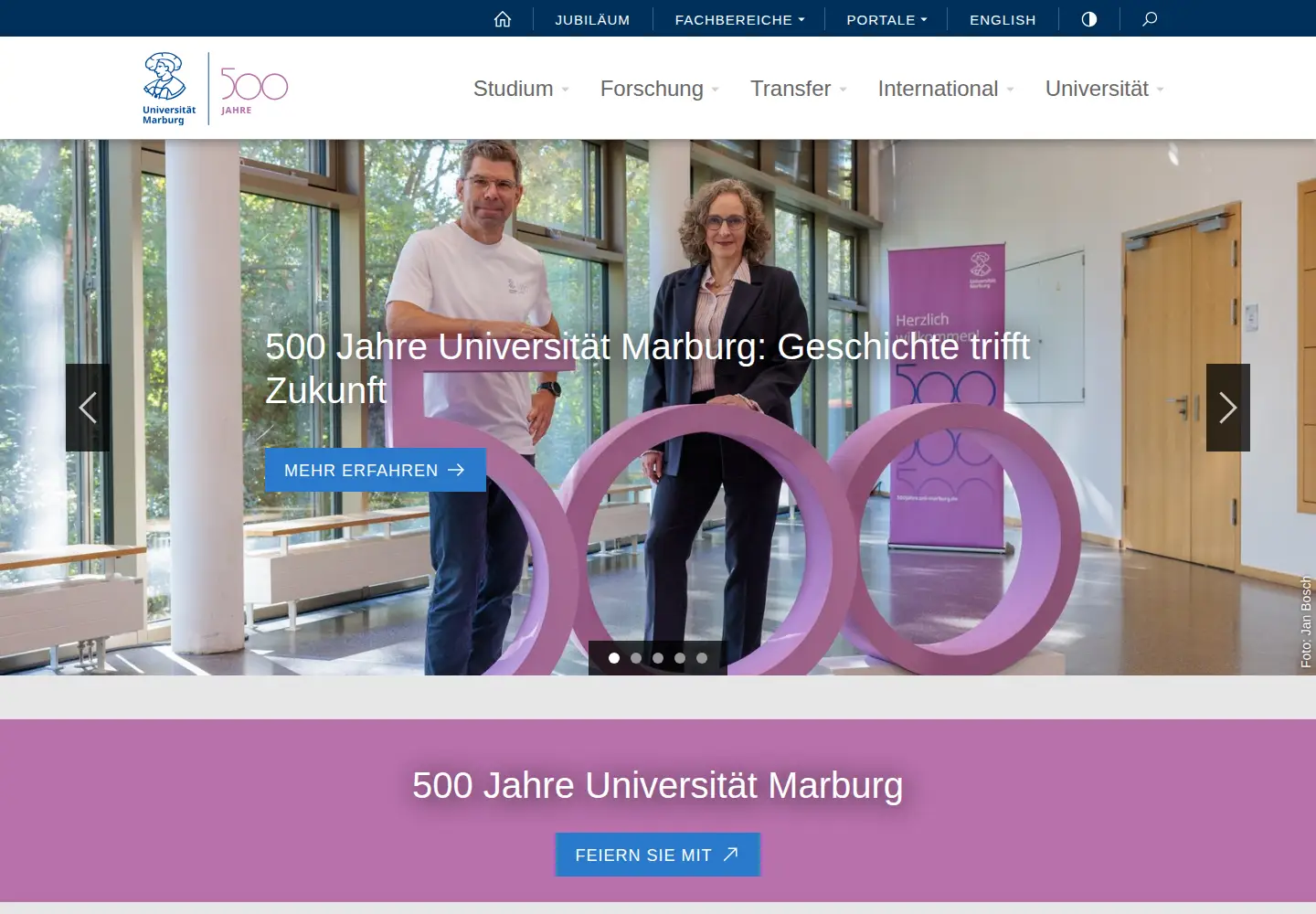 Screenshot of uni-marburg.de