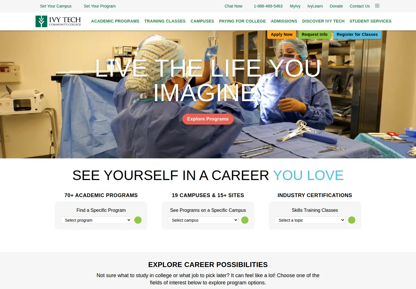 Screenshot of ivytech.edu