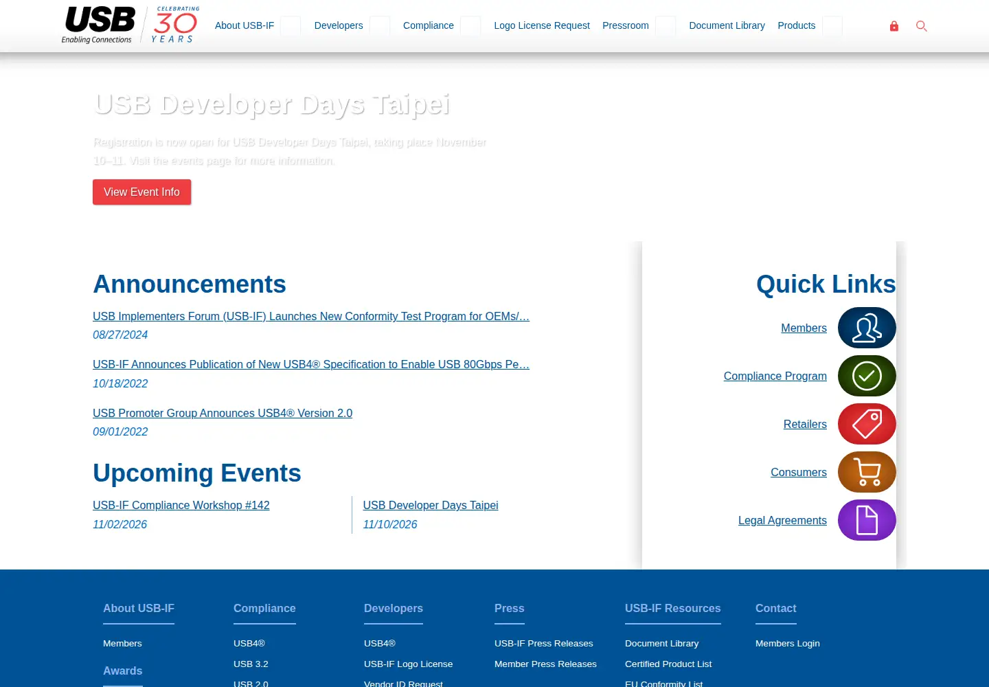 Screenshot of usb.org
