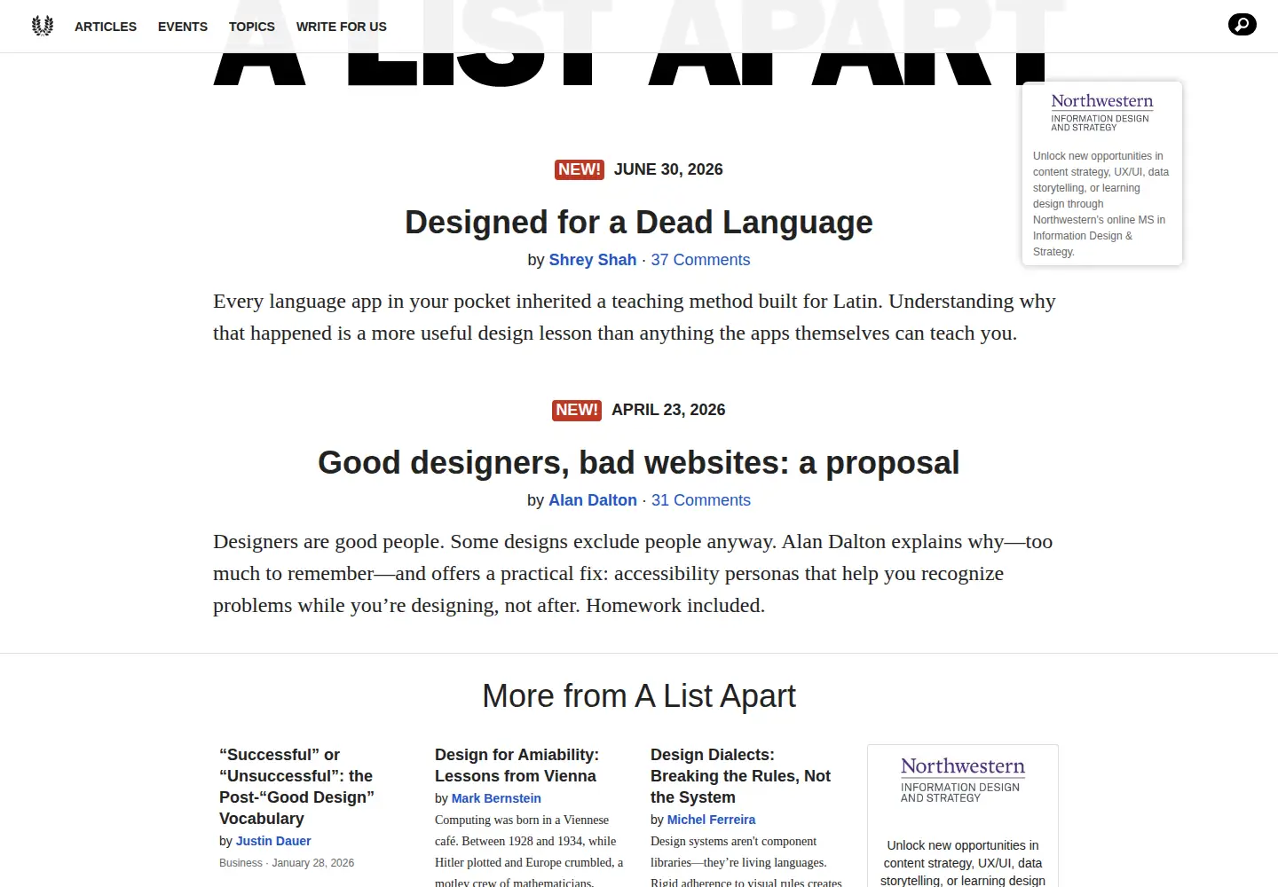 Screenshot of alistapart.com
