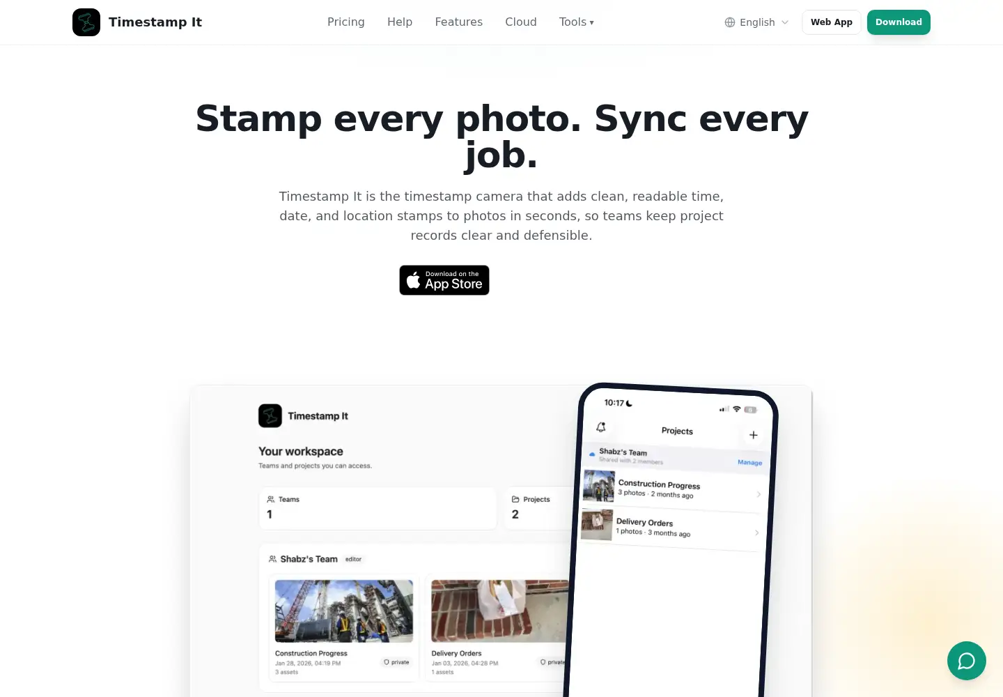 Screenshot of timestampitapp.com