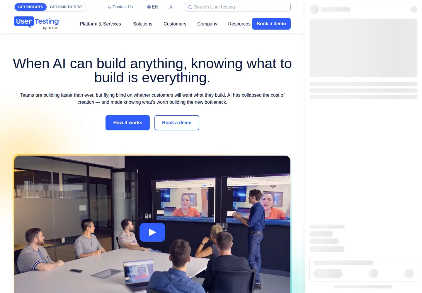 Screenshot of usertesting.com