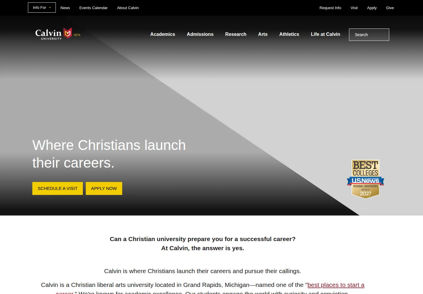 Screenshot of calvin.edu