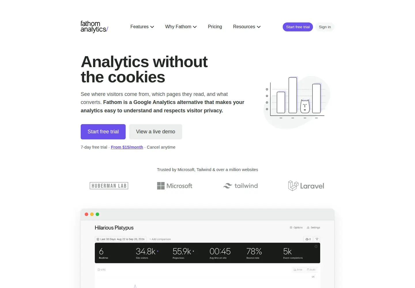 Screenshot of usefathom.com