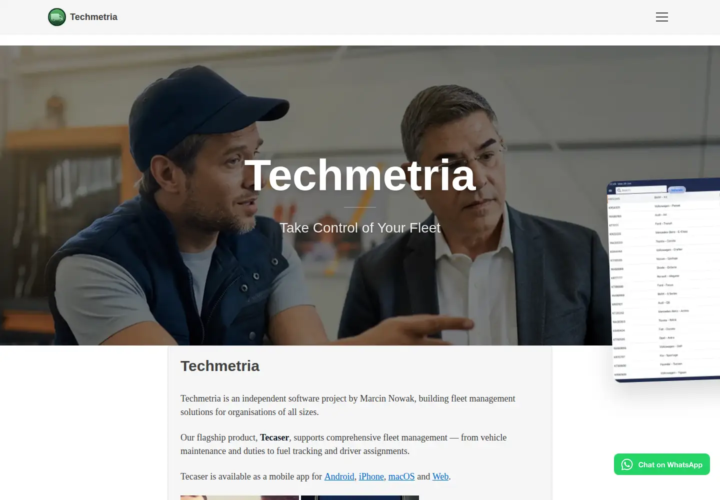 Screenshot of techmetria.io
