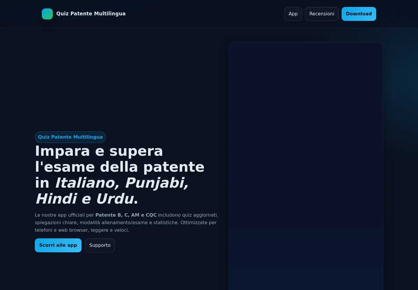 Captured homepage of patenteinpunjabi.it in the current scan