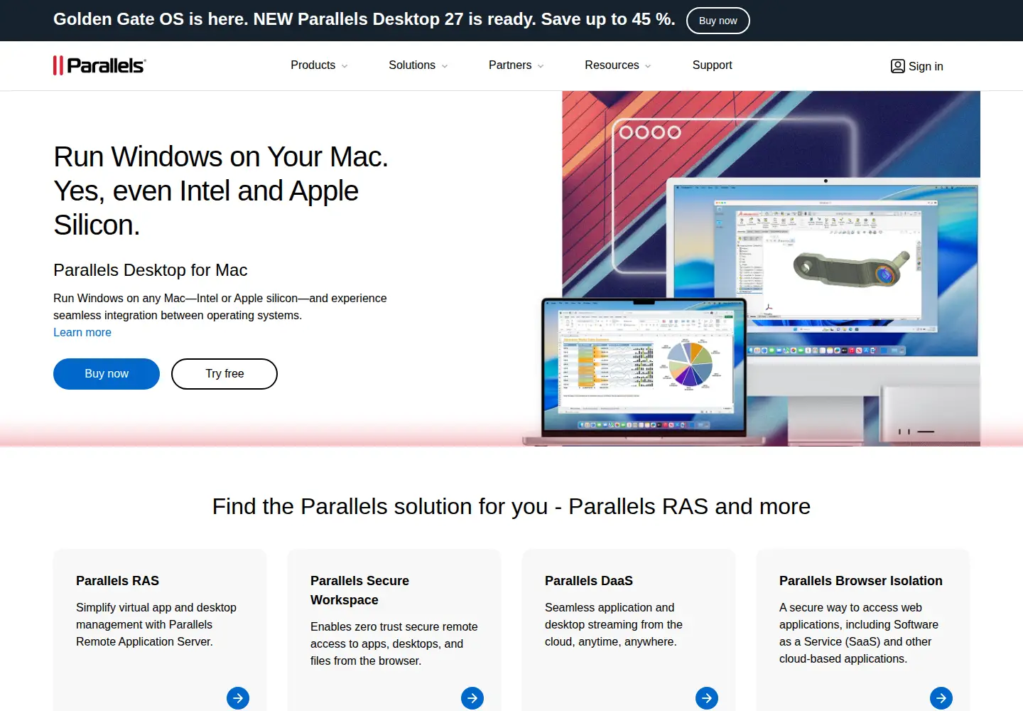 Screenshot of parallels.com