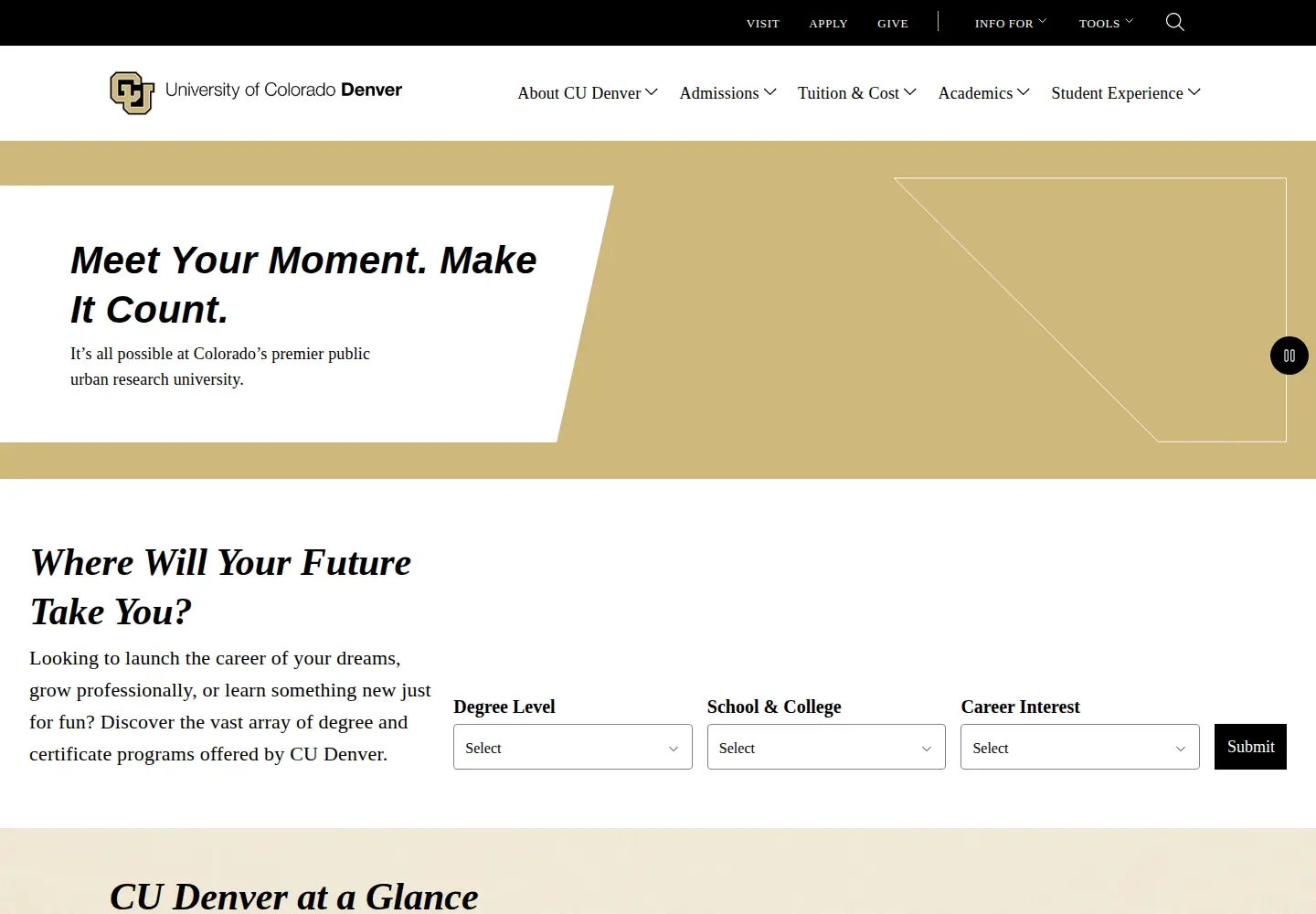 Screenshot of ucdenver.edu