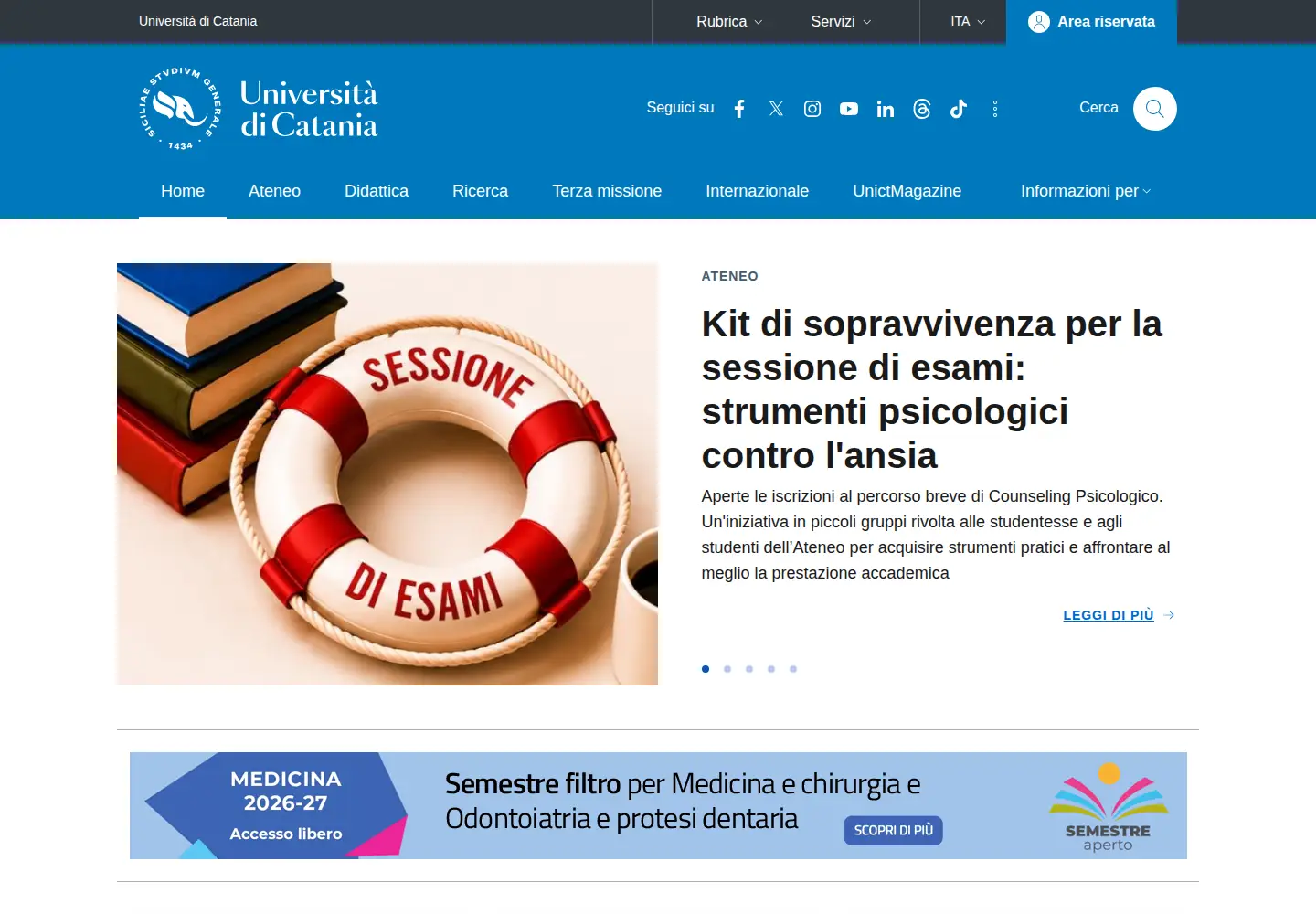 Screenshot of unict.it
