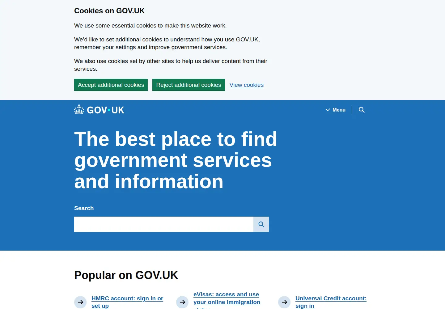 Screenshot of direct.gov.uk