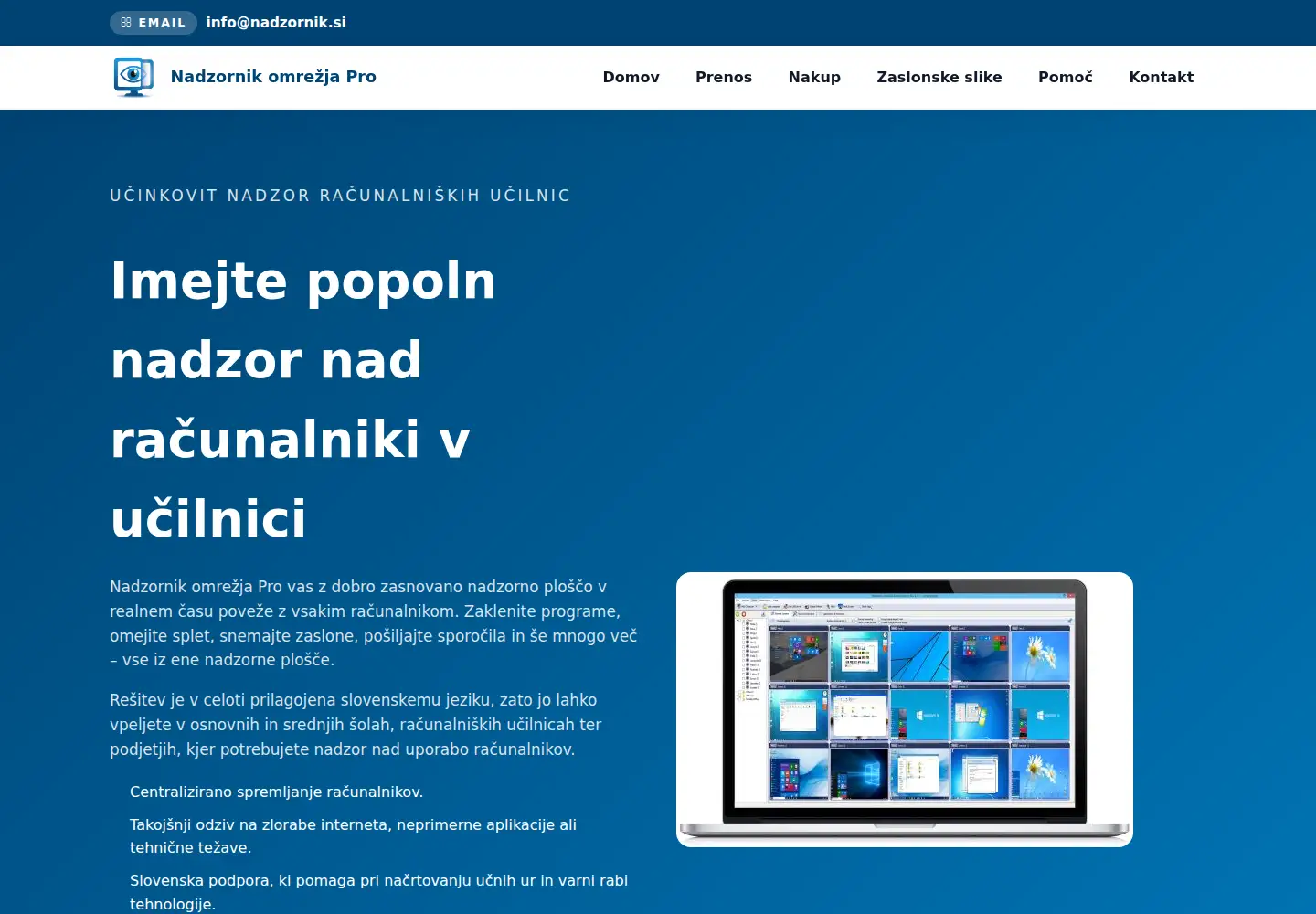 Captured homepage of nadzornik.si in the current scan