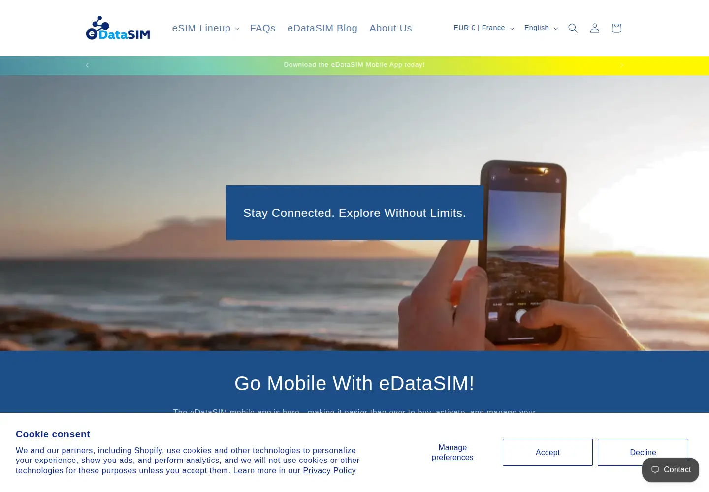 Captured homepage of edatasim.store in the current scan