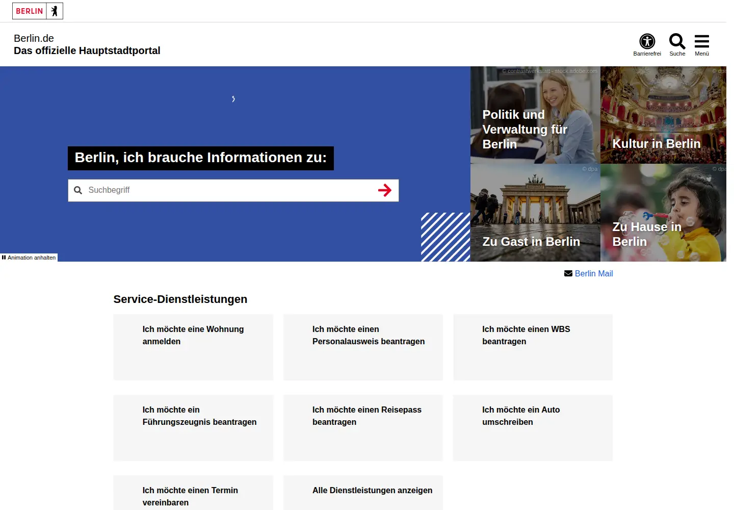 Screenshot of berlin.de
