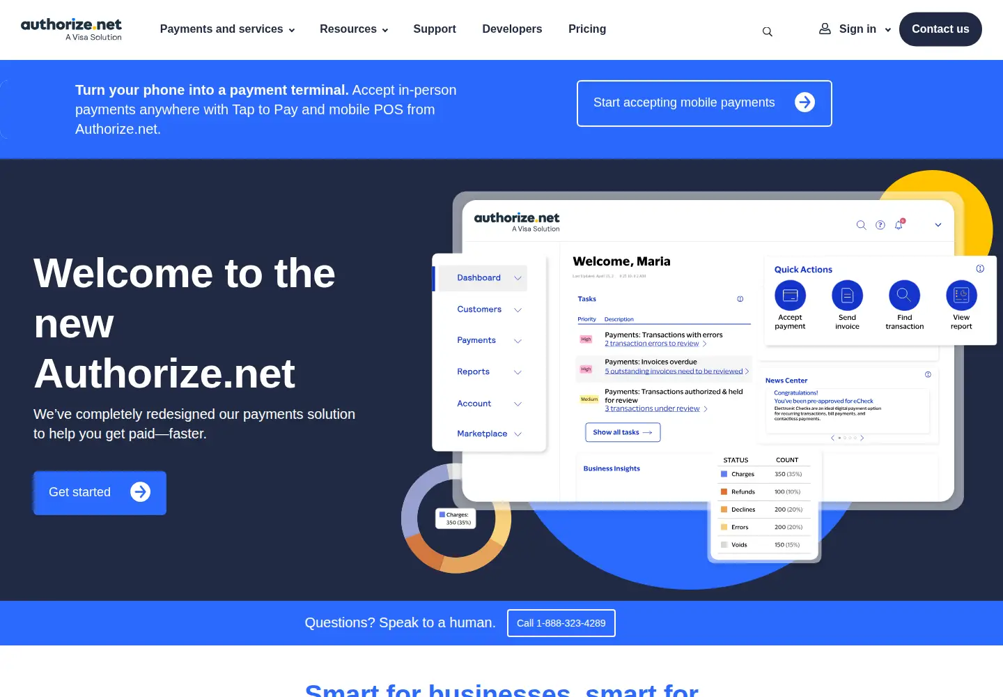 Screenshot of authorize.net