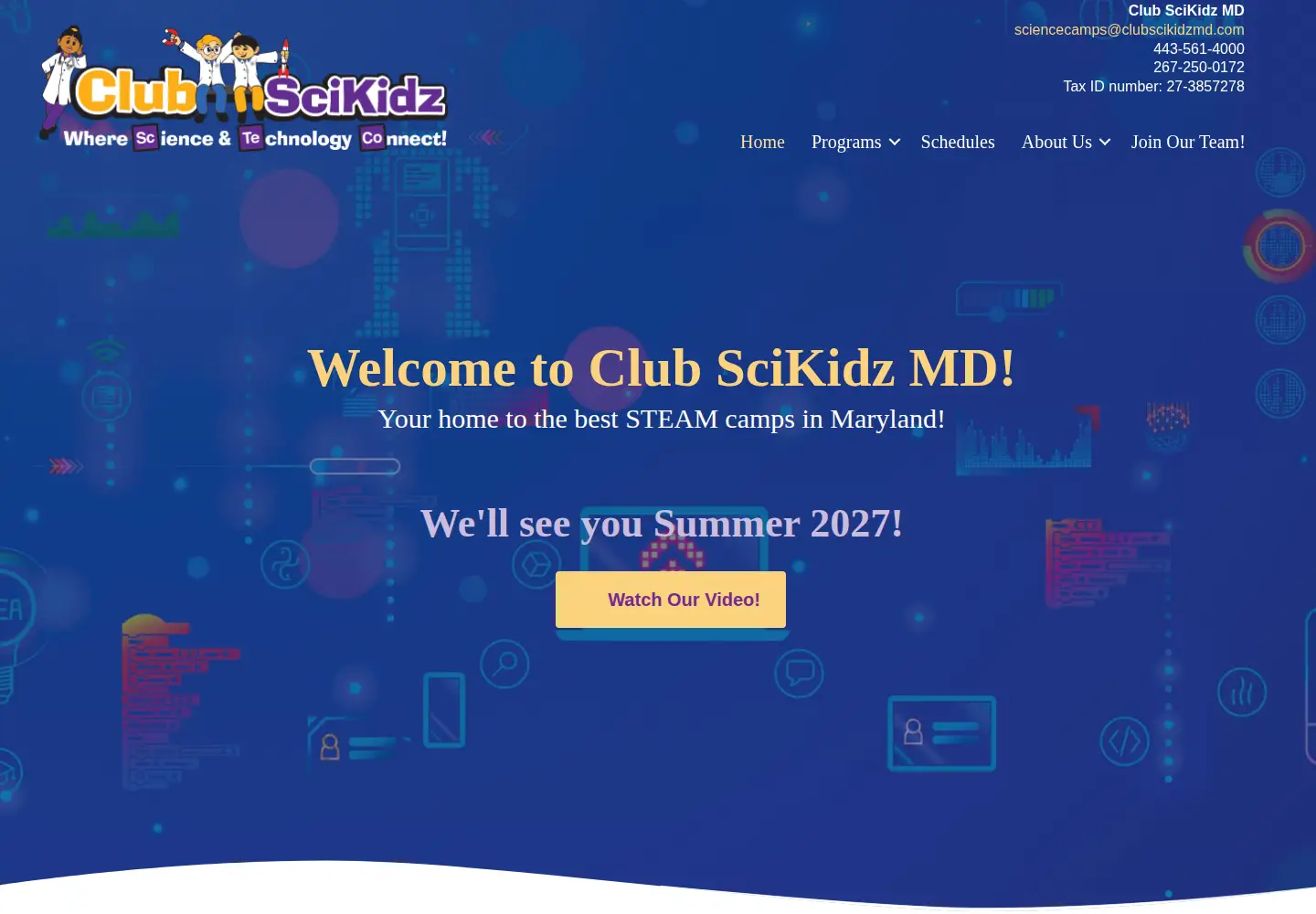 Screenshot of clubscikidzmd.com